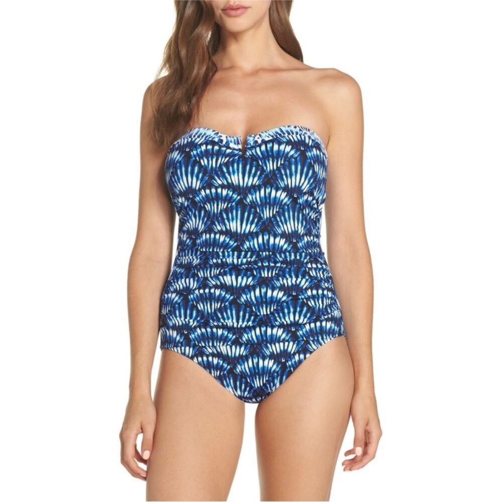 TOMMY BAHAMA Mare Navy Tide Dye Seashell Bandeau Pull-On Attachable Strap 6